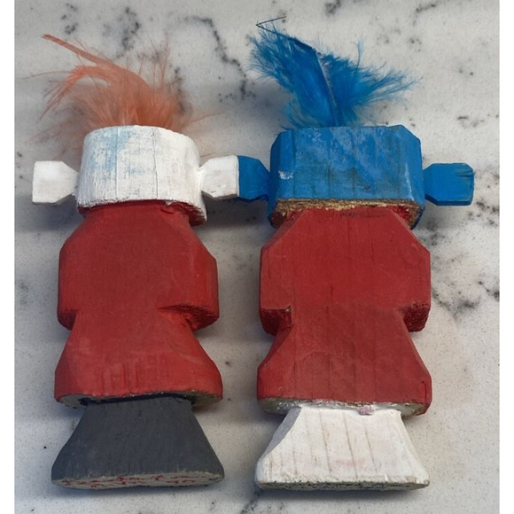 Vintage 90's Native American Hopi Kachina Dolls Set Hand Made Artisan Signed N.M - Picture 2 of 8